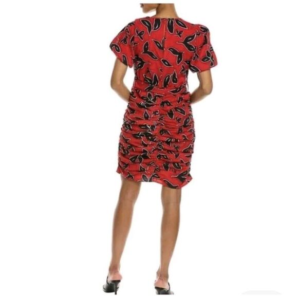 WALTER BAKER Farrah Ruched Mini Dress In Bold Persimmon Size XL - Picture 3 of 8